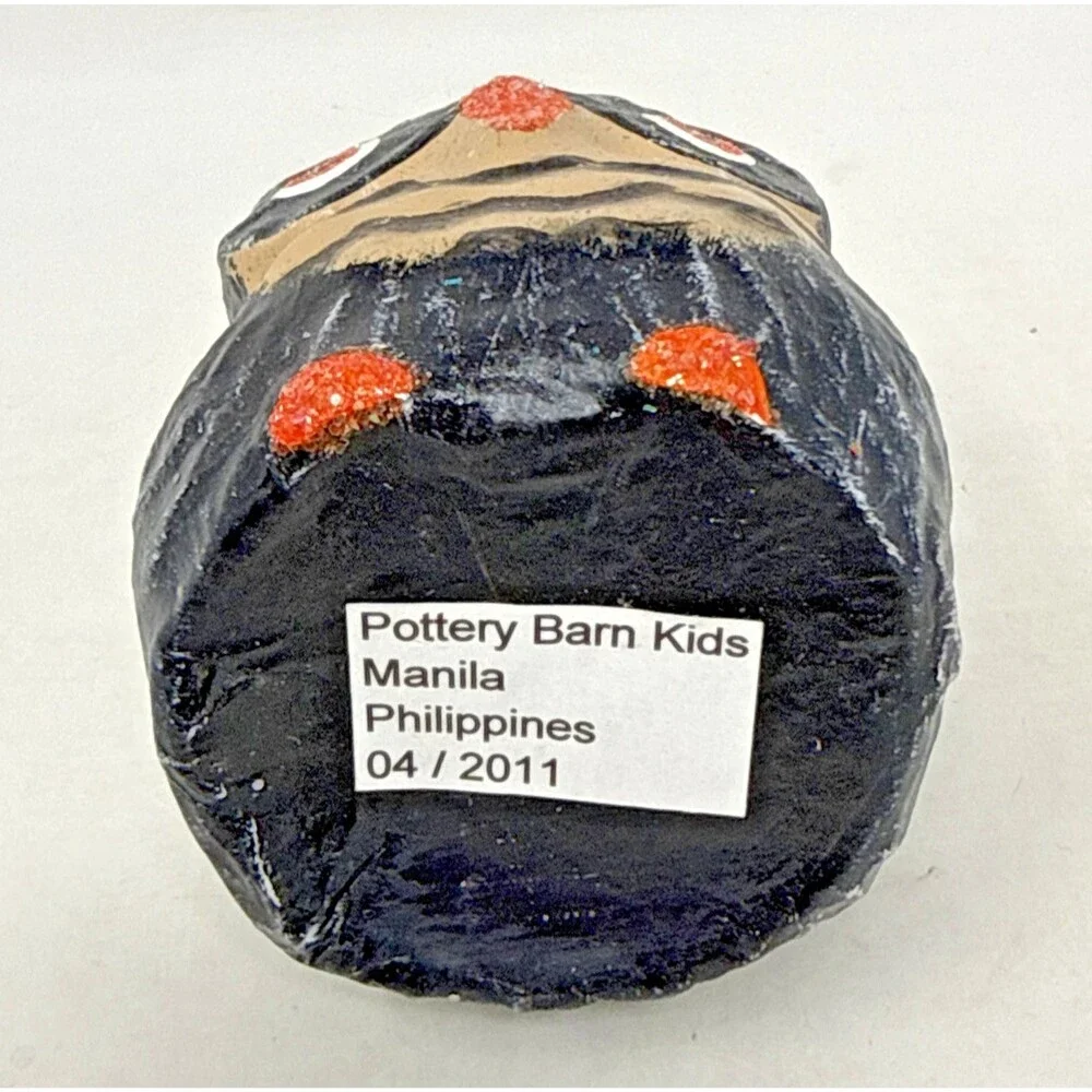 Pottery Barn Kids Paper Mache Owl & Skull Mini Candy Holder Halloween 3x3 Retro